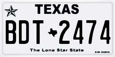 TX license plate BDT2474