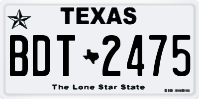 TX license plate BDT2475