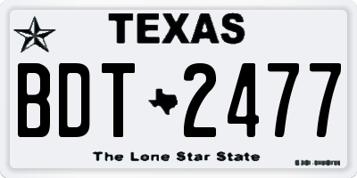 TX license plate BDT2477