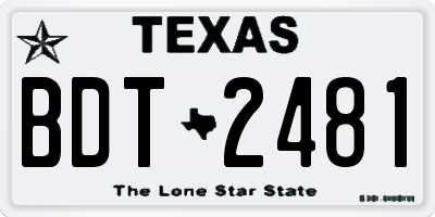 TX license plate BDT2481