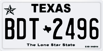 TX license plate BDT2496