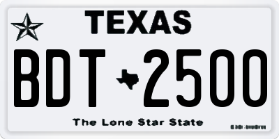TX license plate BDT2500
