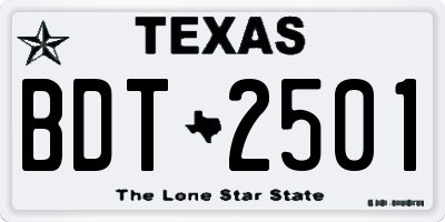 TX license plate BDT2501