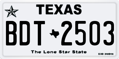 TX license plate BDT2503