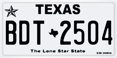 TX license plate BDT2504