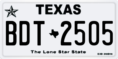 TX license plate BDT2505