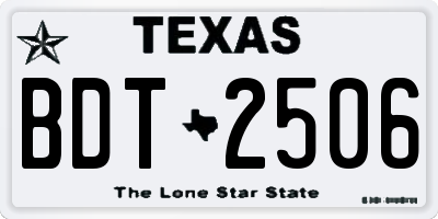 TX license plate BDT2506