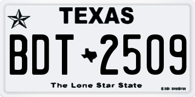TX license plate BDT2509
