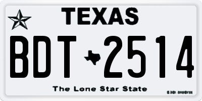 TX license plate BDT2514