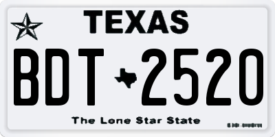 TX license plate BDT2520