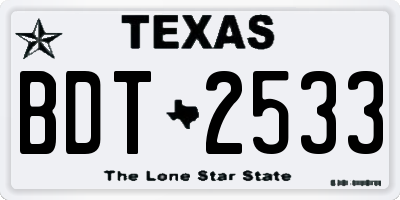 TX license plate BDT2533
