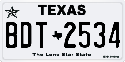 TX license plate BDT2534