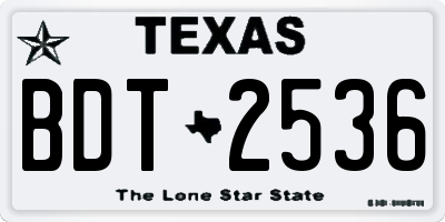 TX license plate BDT2536
