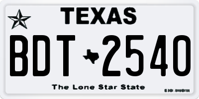 TX license plate BDT2540
