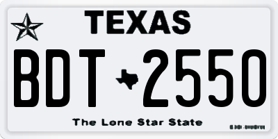 TX license plate BDT2550