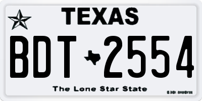 TX license plate BDT2554