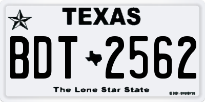 TX license plate BDT2562