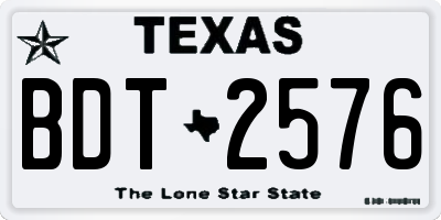 TX license plate BDT2576