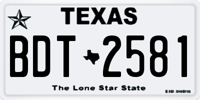 TX license plate BDT2581