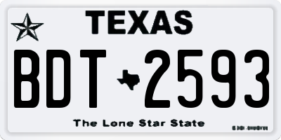 TX license plate BDT2593
