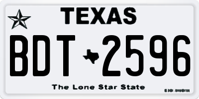 TX license plate BDT2596