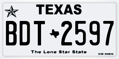 TX license plate BDT2597