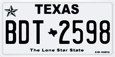 TX license plate BDT2598