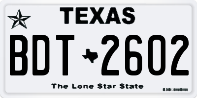 TX license plate BDT2602
