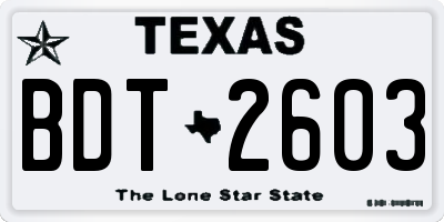 TX license plate BDT2603