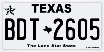 TX license plate BDT2605