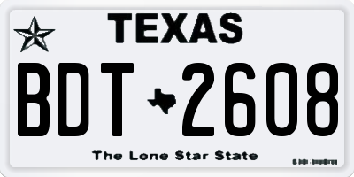TX license plate BDT2608