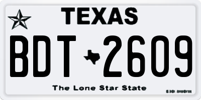 TX license plate BDT2609