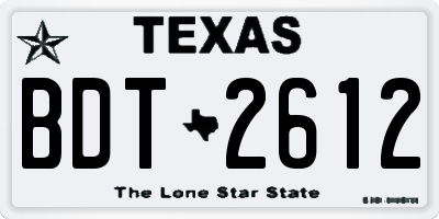 TX license plate BDT2612