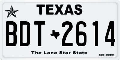 TX license plate BDT2614