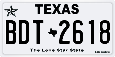 TX license plate BDT2618