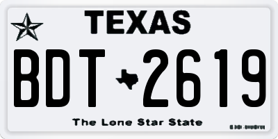 TX license plate BDT2619