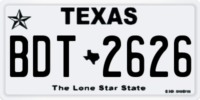 TX license plate BDT2626