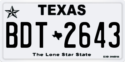 TX license plate BDT2643