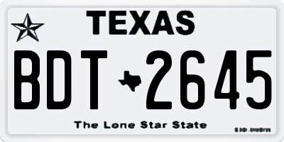 TX license plate BDT2645