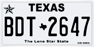 TX license plate BDT2647