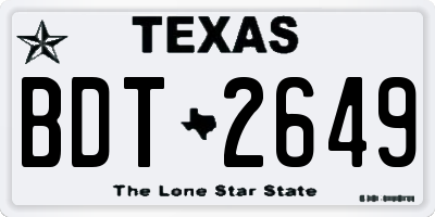 TX license plate BDT2649