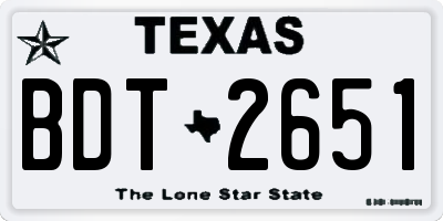 TX license plate BDT2651