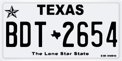 TX license plate BDT2654
