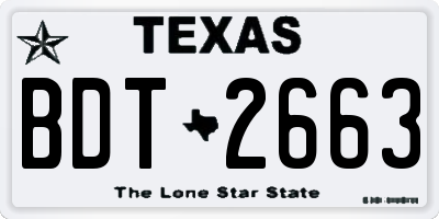 TX license plate BDT2663