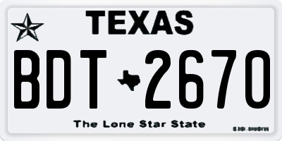 TX license plate BDT2670