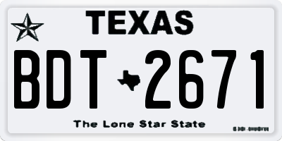 TX license plate BDT2671