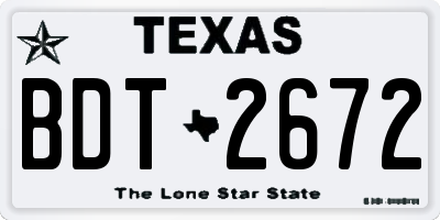 TX license plate BDT2672