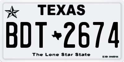 TX license plate BDT2674