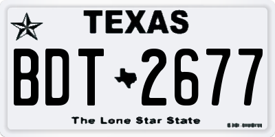 TX license plate BDT2677