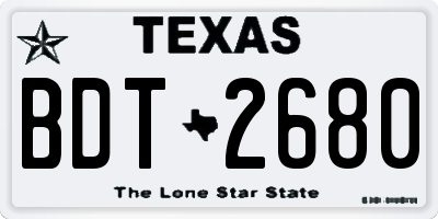 TX license plate BDT2680